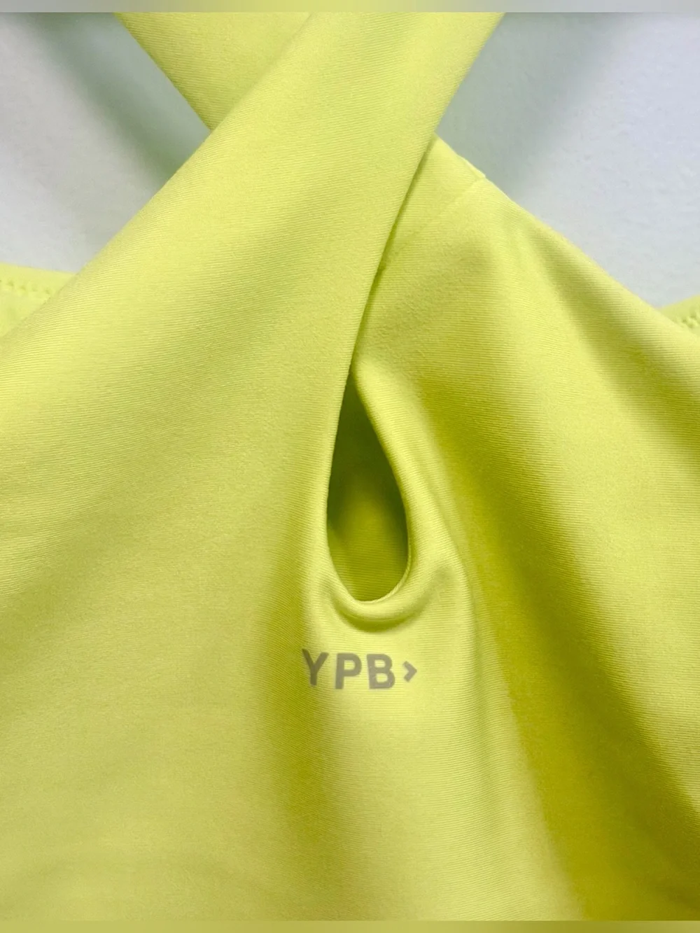NWT YPB sculptlux neon yellow 4 way stretch sweat wicking sports bra, Medium - Picture 3 of 7